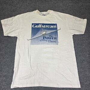Vintage 90s Hanes Gulfstream Aircraft Graphic Print T-Shirt Size XL USA